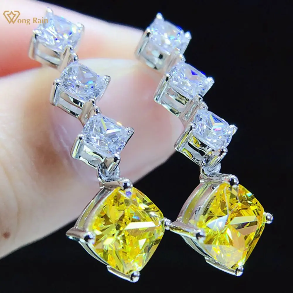 

Wong Rain 925 Sterling Silver 2 CT Created Moissanite Gemstone Wedding Party Personality Drop Dangle Earrings Studs Fine Jewelry