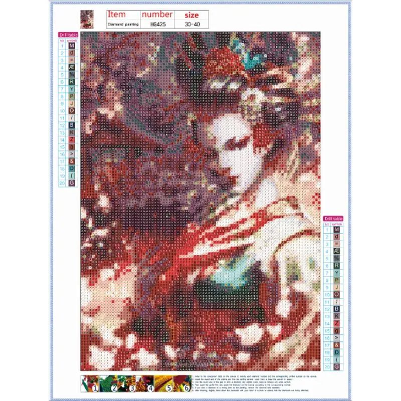 

4Pcs/Set Diamond Painting Beautiful Japanese Woman 5D DIY Kits Full Drill Rhinestone Embroidery Cross Stitch Home Decor Craft
