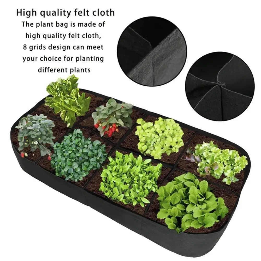 

8-Hole Non-Woven Fabric Raised Garden Bed Square Garden Flower Grow Bag Vegetable Planting Bag Planter Pot Plants Flower HOT