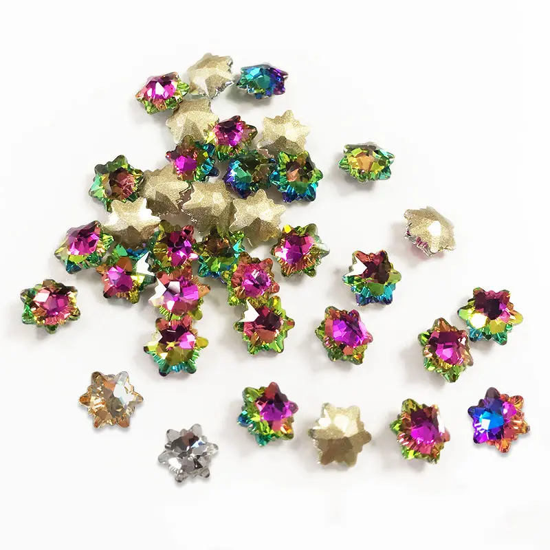 

10Pcs Snowflake 3D Nail Art Decoration Charms Crystal Five Nails Jewelry White Diamond Alloy Winter Style Christmas Manicure DIY
