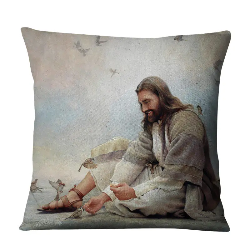 Картина маслом Христос наволочка Ретро льняная печать фотография Подушка Чехол