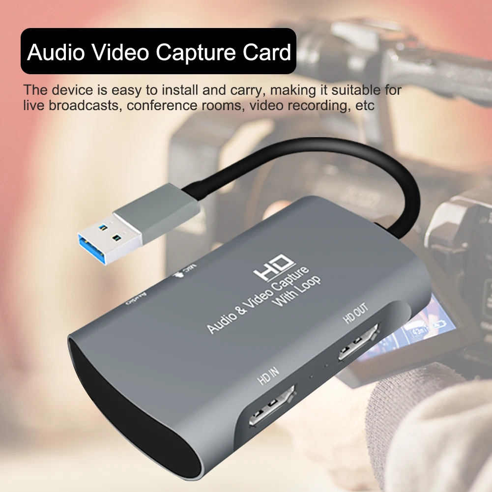 

USB2.0 Drive Free Live Broadcasting Local Loop Out Conference Room Recording Audio Video Card 4K 1080P 60fps Mic