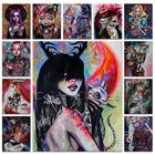 Полноформатная круглая Алмазная мозаика для привлекательной леди 5D сделай сам, алмазная живопись, красивая девушка, полноразмерная Алмазная вышивка крестиком, цветы