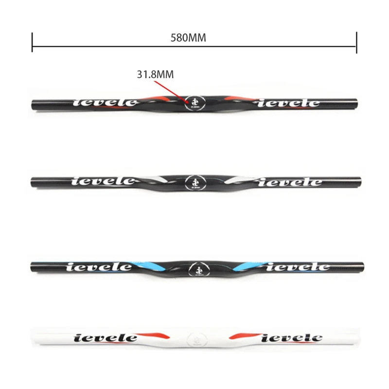 

Ievele New Mountain Bike 3K Full Carbon Fibre Flat Horizontal Carbon Bicycle Handlebar MTB Bike Parts 31.8X580mm