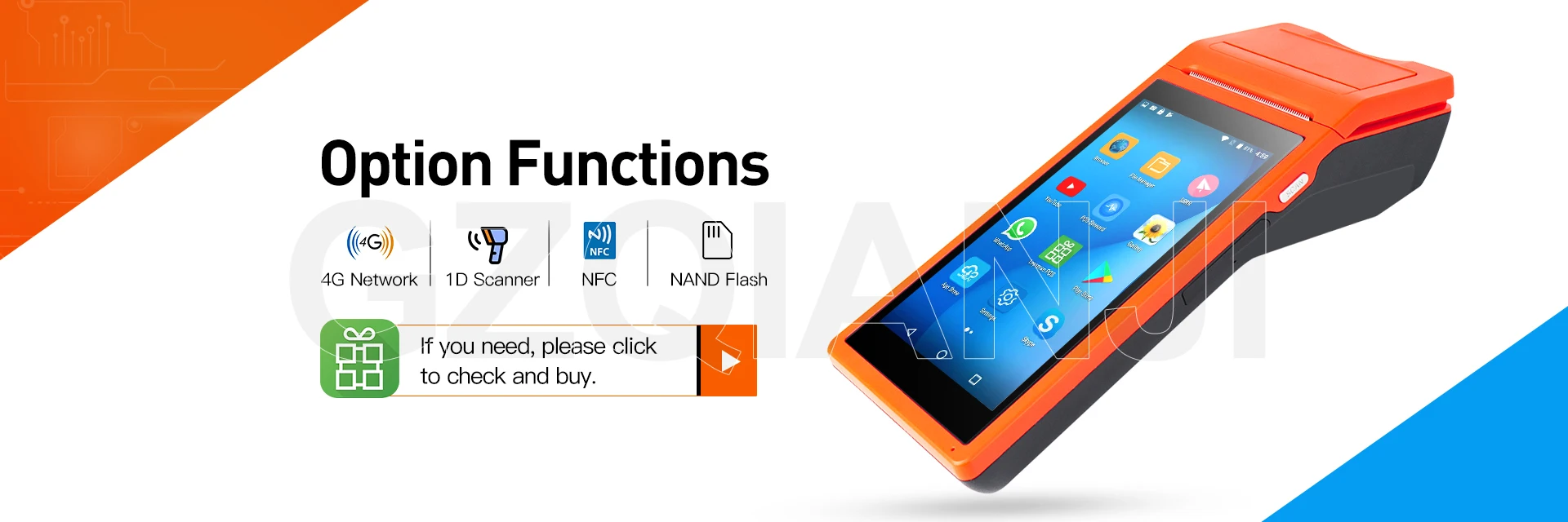 PDA POS портативное устройство pos-терминал Встроенный термопринтер bluetooth 58 мм wifi Android прочная PDA камера для считывания штрих-кода сканер 1D 2D