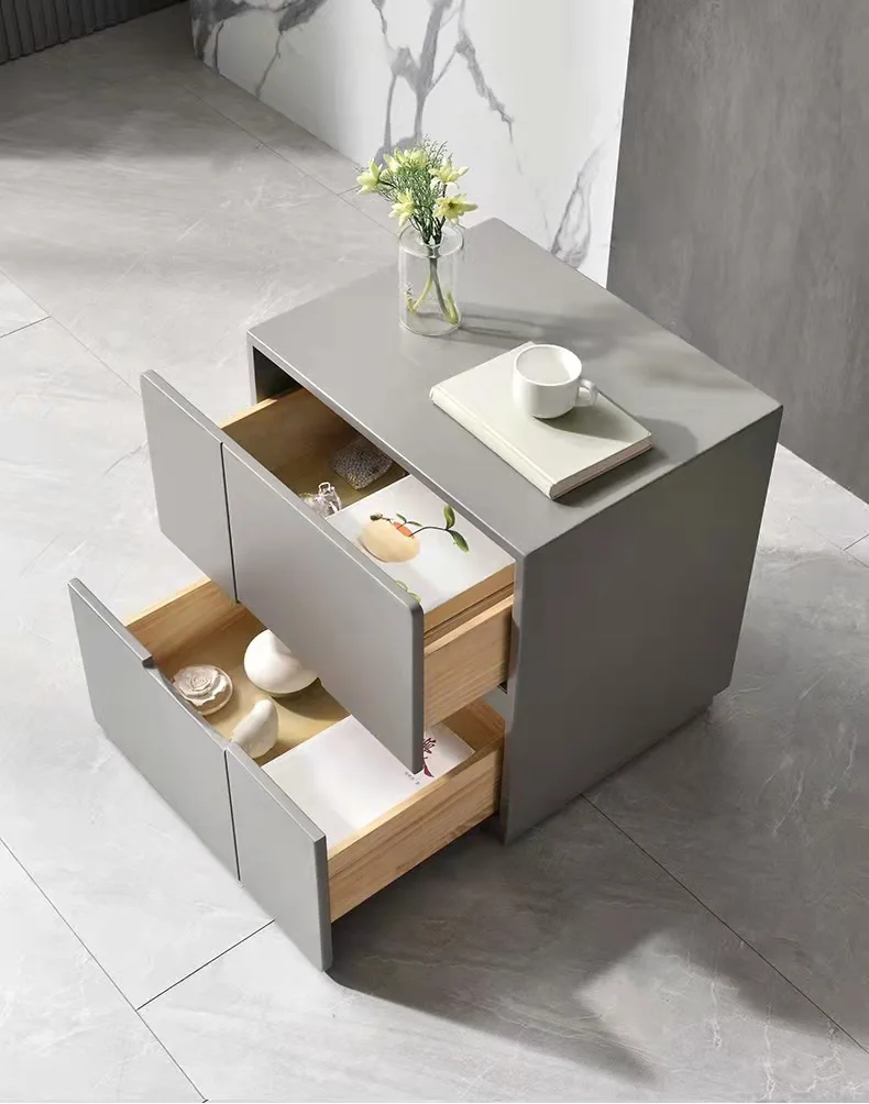 

Louis Fashion Bedside Table Bedroom Cabinet Simple Modern Invisible Handle Free Installation Multicolored Man-made Board