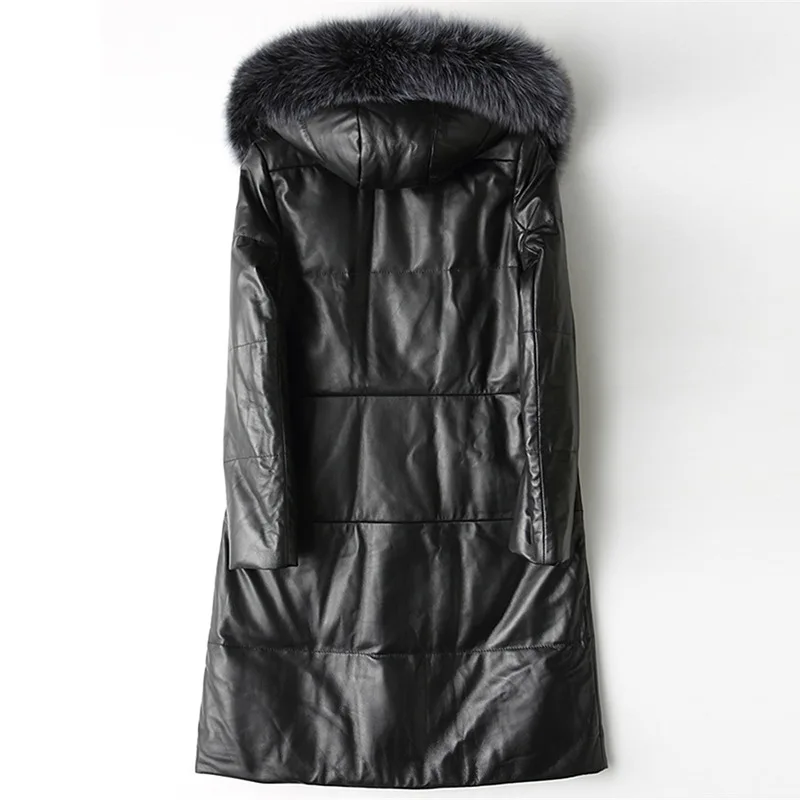 Зимняя женская куртка из натуральной кожи 2020 пальто овечьей с лисьим мехом