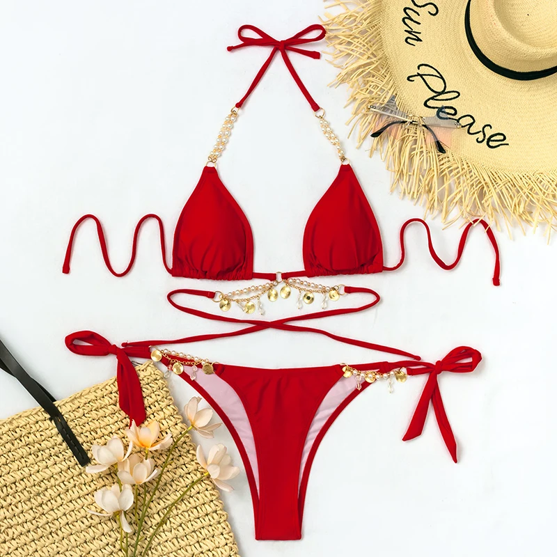 Женский бикини с украшениями купальники со стразами сексуальный купальный