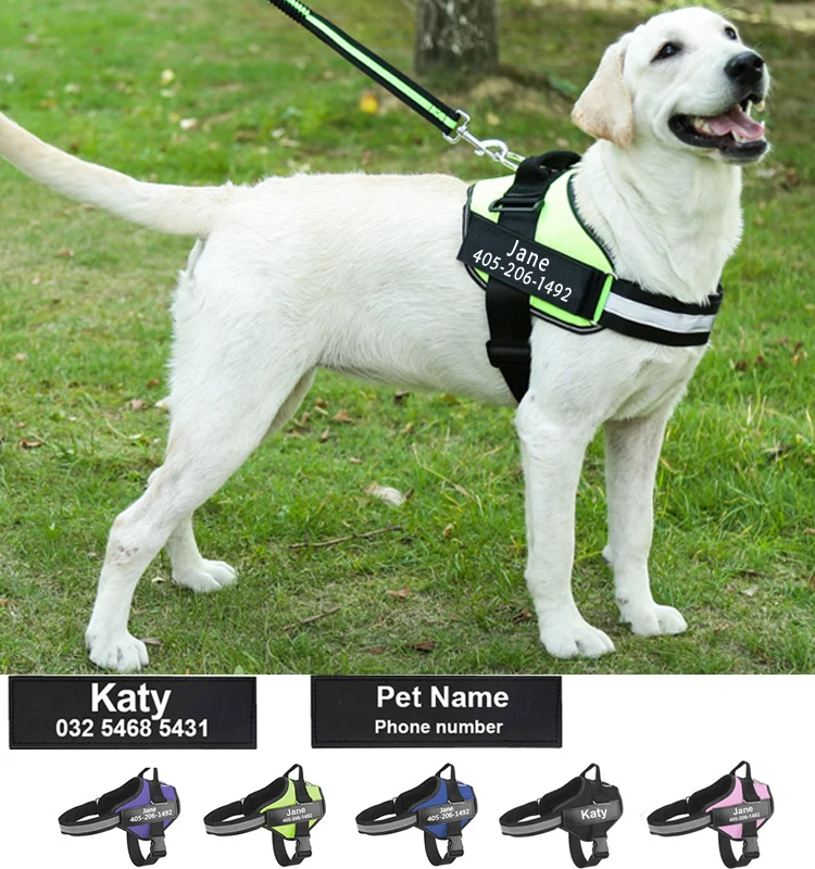 Personalized Custom Reflective Breathable Dog Harness NO PULL Adjustable Pet Harness for Small Large Dog Harness Vest with Patch