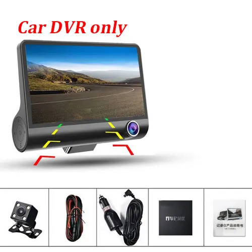 No Card Podofo Dash Cam 3 Камера s объектив Видеорегистраторы для автомобилей 4 дюйма ЖК-дисплей Экран 170 градусов с зеркалом заднего вида Камера Автомобильный видеорегистратор g-датчик тире камера - Название цвета: No Card