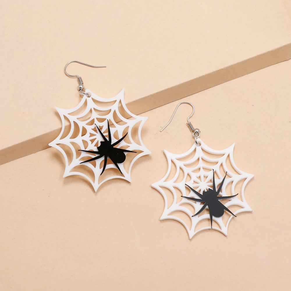 

New Acrylic Halloween Spider Web Drop Earrings For Women Funny Ghost Bat Big Dangle Earrings Hallowen Fashion Festival Jewelry