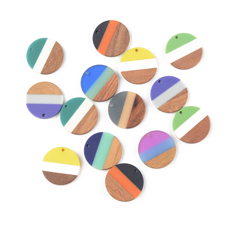 

2 PCS Jewelry Making Tricolor Jewelry Accessories DIY Making Round Coin Shape Natural Wood With Resin Handmade Earring Findings