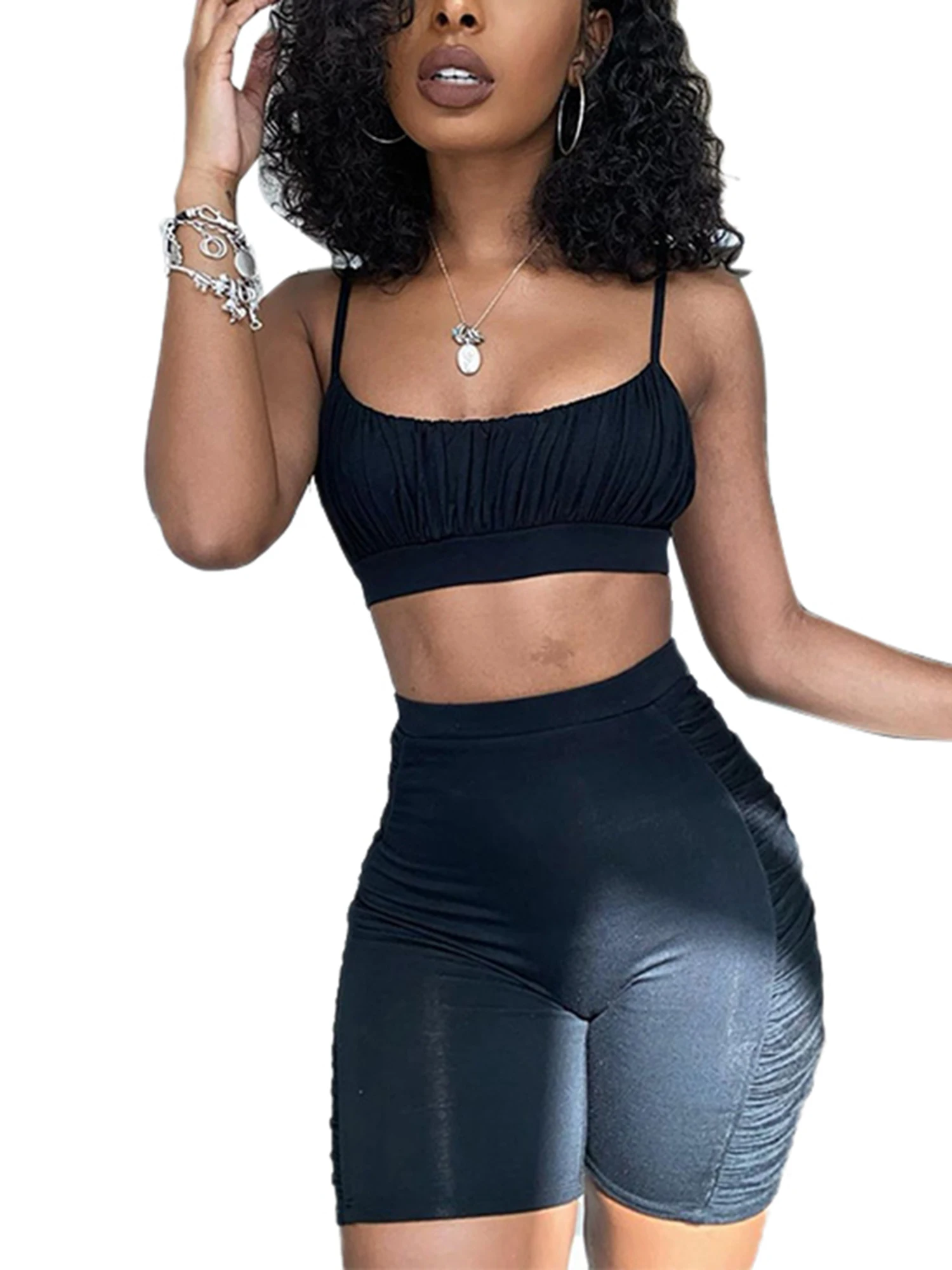 

Women 2 Pieces Sports Outfits Breathable Sleeveless Tank Tops and Workout Shorts Set Tracksuit