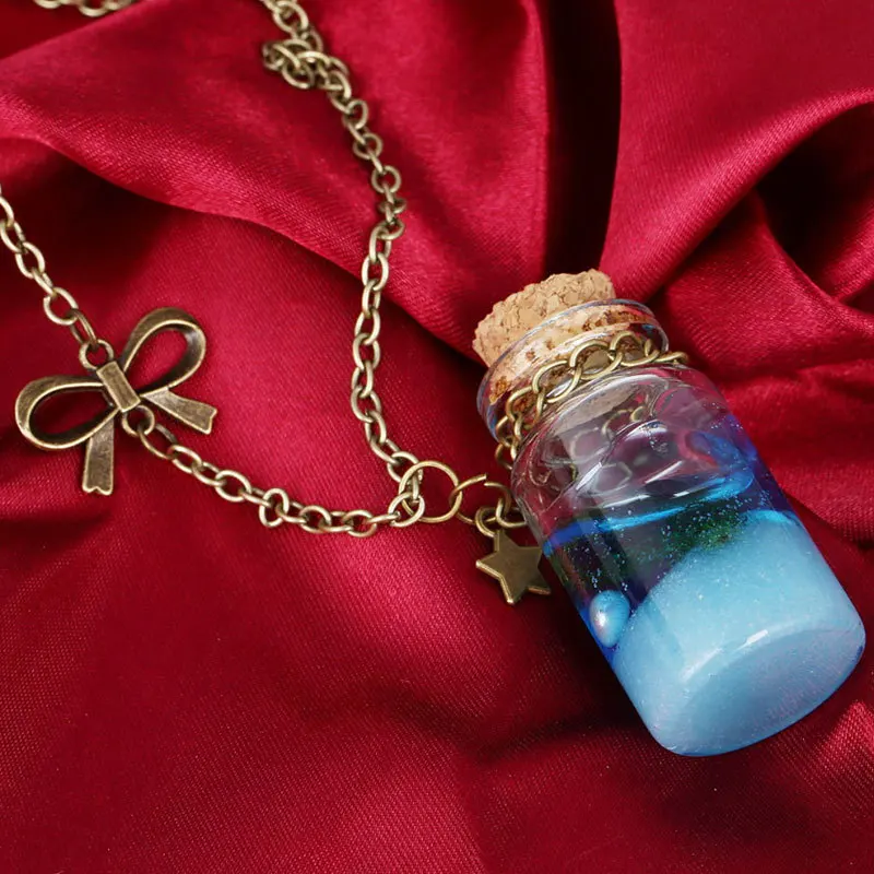 Retro Glass Drifting Bottle Bow knot Pendant Necklace Conch Starfish Charm Summer for Women Men Jewelry Gift | Украшения и