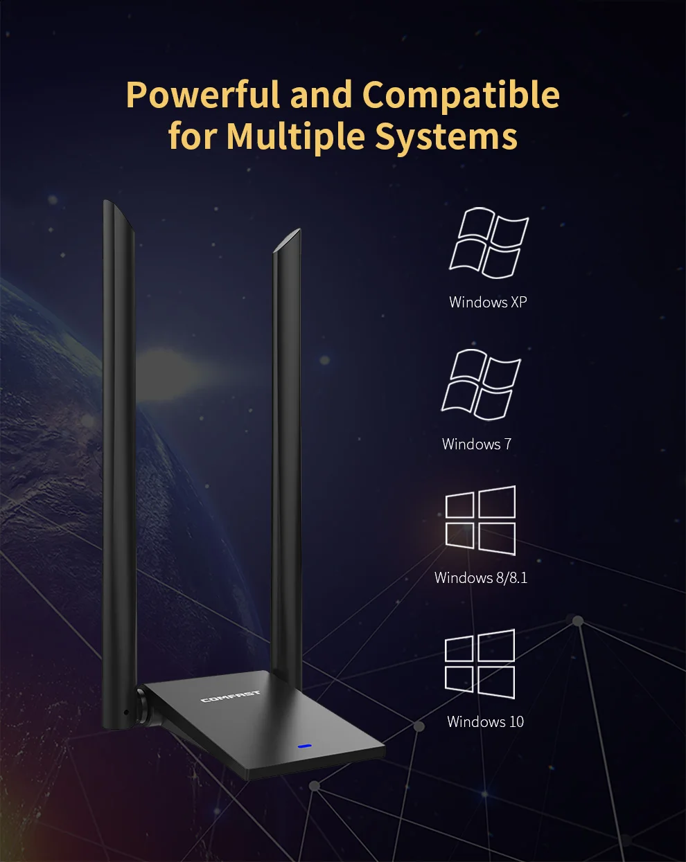 COMFAST Wi-Fi адаптер USB 3.0 1300 Мбит/с 2.4/5 ГГц
