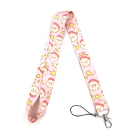 12pcs cartoon characters cute pink lanyards for keys neck straps id card badge holder diy hang rope keychain mobile accessories