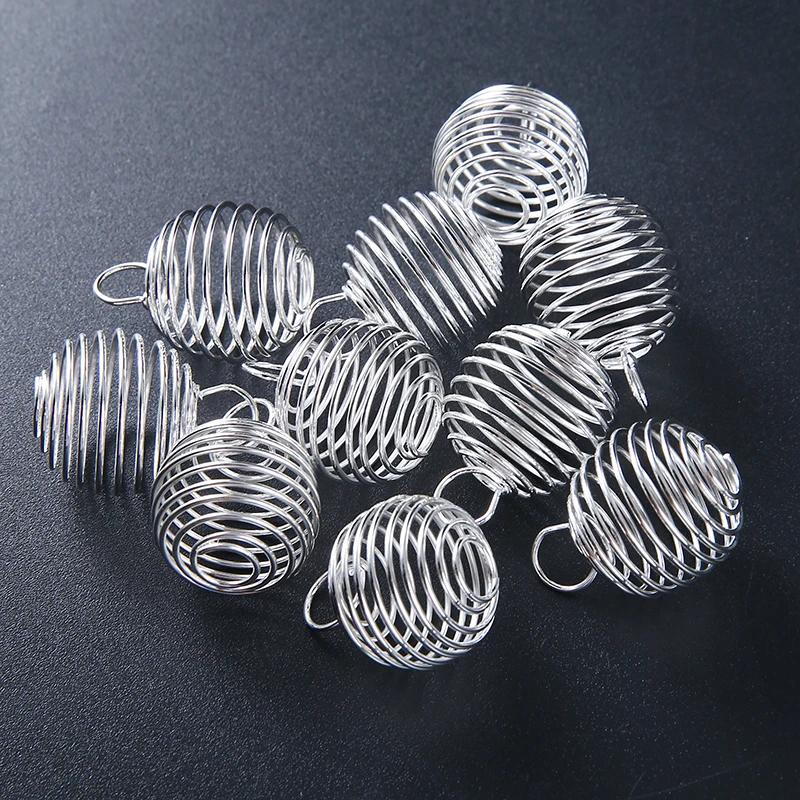 10pcs Silver Plated DIY Necklaces Pendants Simple Spiral Bead Cages Pendant Vintage Necklace Jewellery Findings 25mm | Украшения и