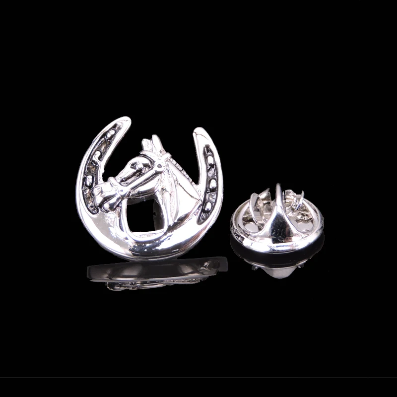 Высокое качество нагрудный знак брошь для хвата. мужские шпильки черного цвета в виде лошадиной головы Neckpin на воротнике ювелирное изделие-брошь, аксессуары для одежды