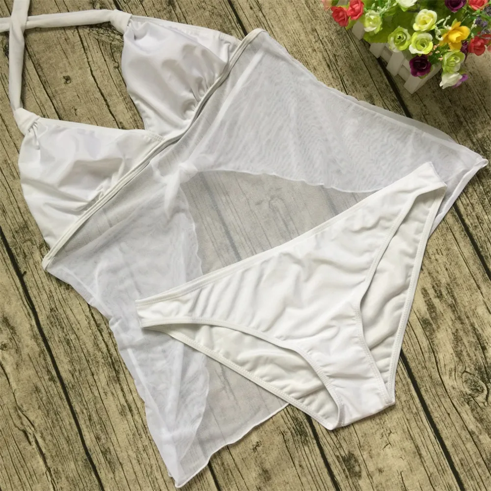 

Women Solid Mesh Bikini Swimwear Push Up Swimsuit Low Waisted Bathing Suit Bandage Biquini Two Piece Bikinis Tankini Beachwear