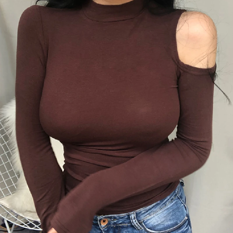 Новая весенняя Сексуальная футболка Женская эластичная в Корейском стиле