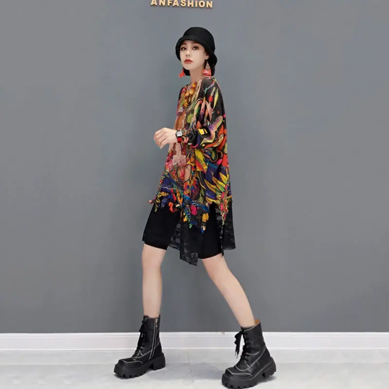 

XITAO New Knitting Women Pullover Sweater Fashion Contrast Color Pattern Spring Autumn Large Sizer Loose All-match Top WMD2287