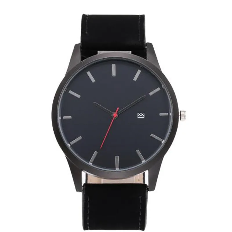 Мужские модные спортивные часы кожаный чехол из нержавеющей стали кварцевые