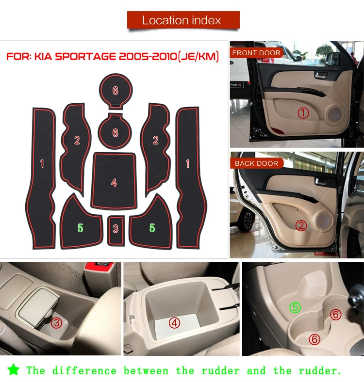 10 шт. для KIA Sportage 2005 2006 2007 2008 2009 2010 JE KM Противоскользящий коврик ворот резиновый