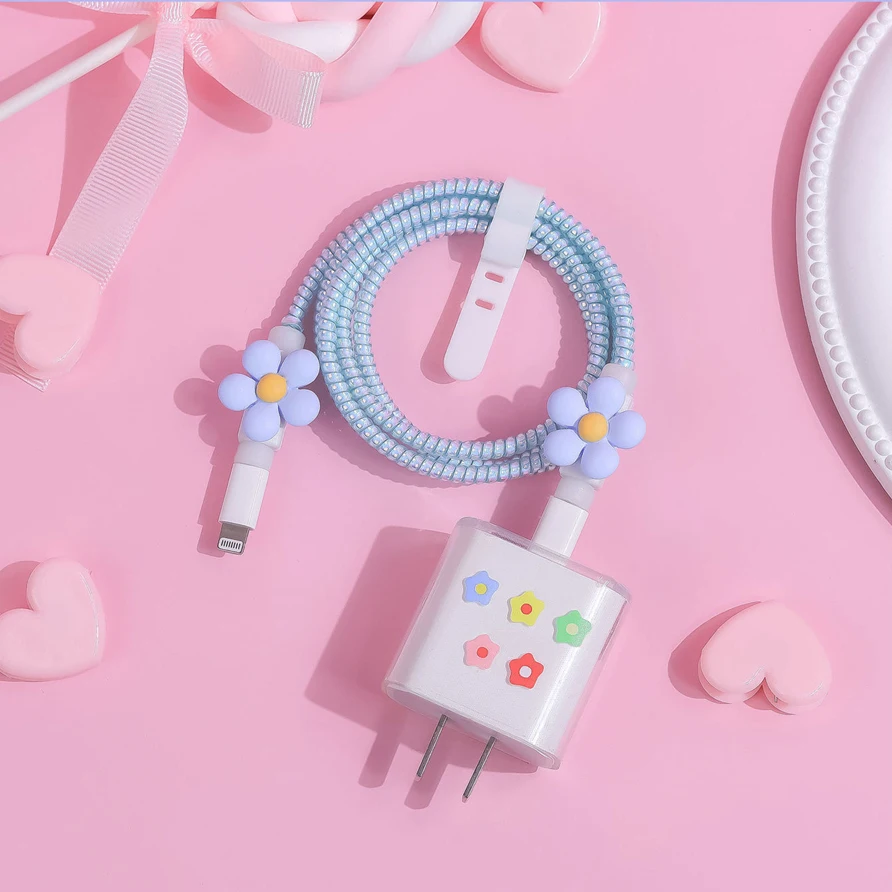 Цветной трос для телефона 1 4 м защитный шнур зарядного кабеля набор защиты от