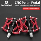 Педали ROCKBROS для горного и шоссейного велосипеда, водонепроницаемые Нескользящие, из алюминиевого сплава, 2 герметичных подшипника с резным вырезом, дизайнерские аксессуары для велосипеда