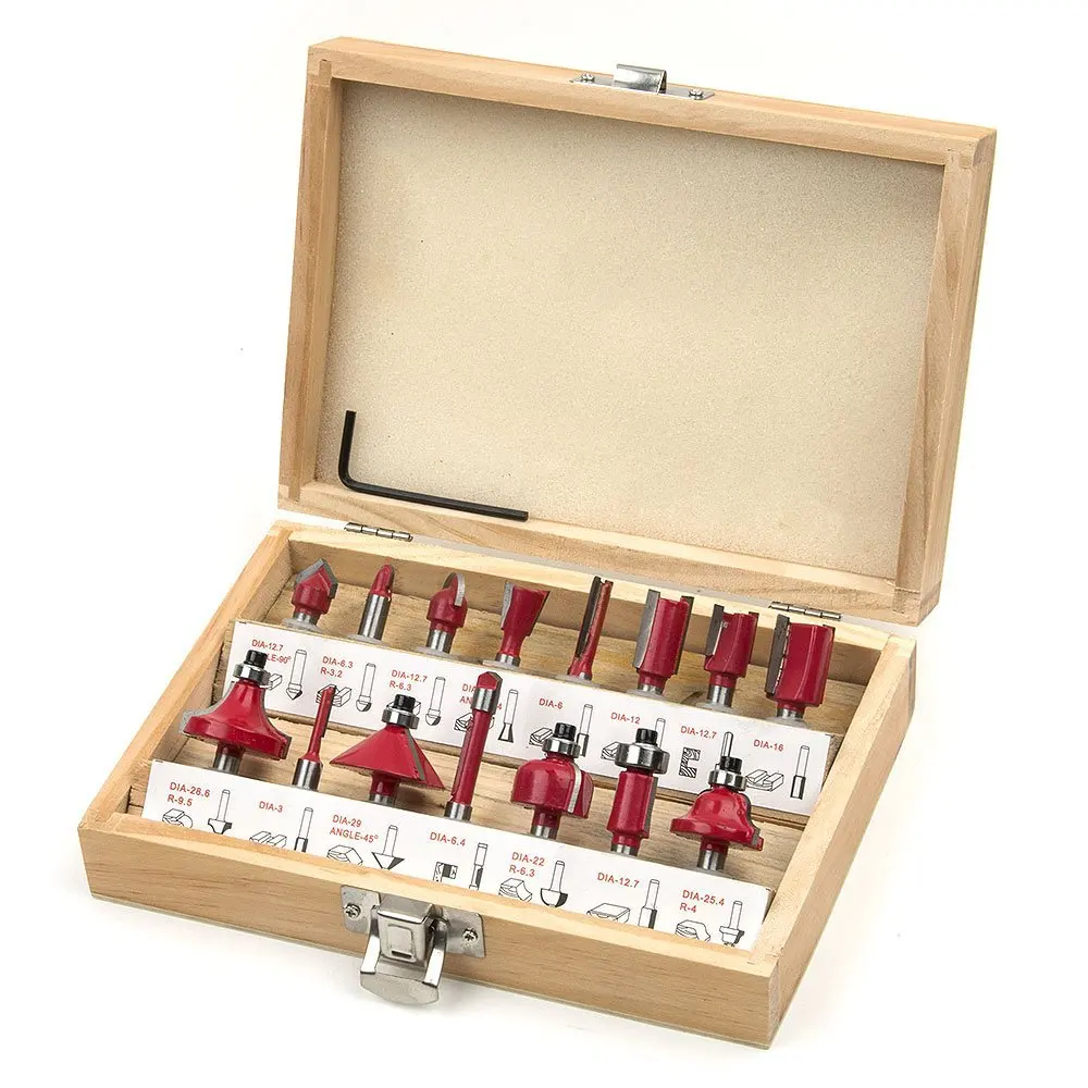 Фрезы карбидные для деревообработки 15 шт./компл. 1/4 дюйма | Инструменты