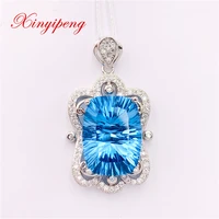 xin yipeng fine gem jewelry real s925 sterling silver inlaid blue topaz pendant anniversary party gift for women free shipping