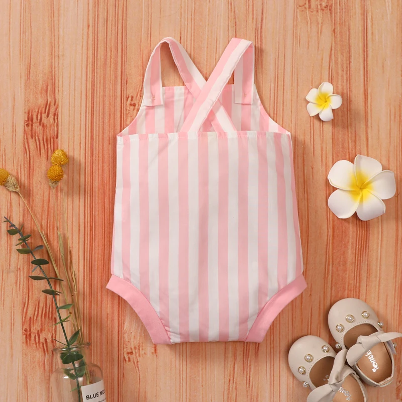 

Pudcoco 0-18M Bodysuit Striped Print 3 Colors Blue Yelllow Pink Baby Boys Girls Summer Sleeveless Leotard Clothes