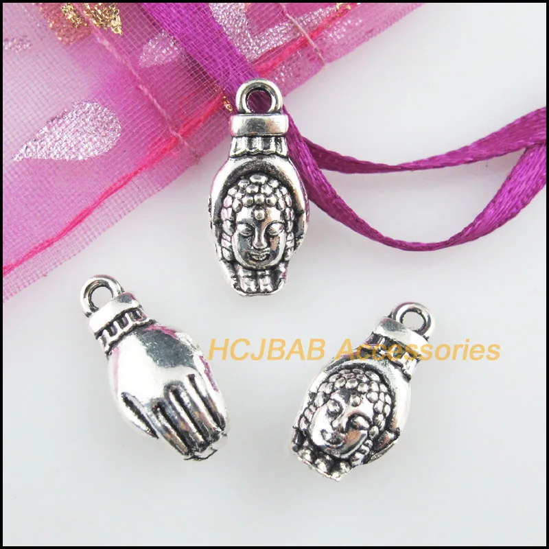 Новый 18 шт. Тибетский серебристый цвет ладони рук талисманы Будда Подвески 9x18mm |