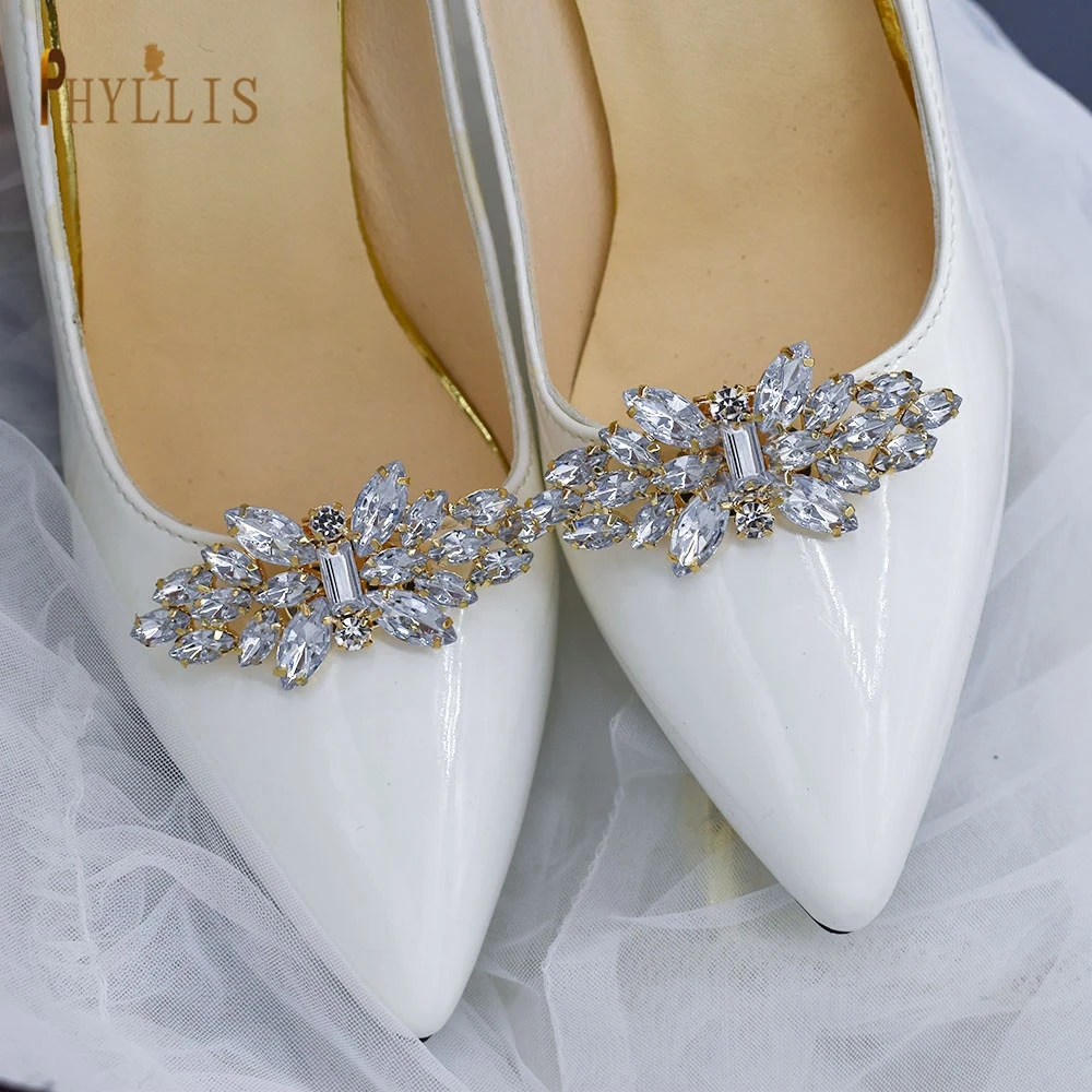 

G18 Golden Rhinestone Wedding Shoe Clips Replacable Shoe Accessories Lady Shoes Decoration 2021 Shoe Bungle Latest Shoes Clips