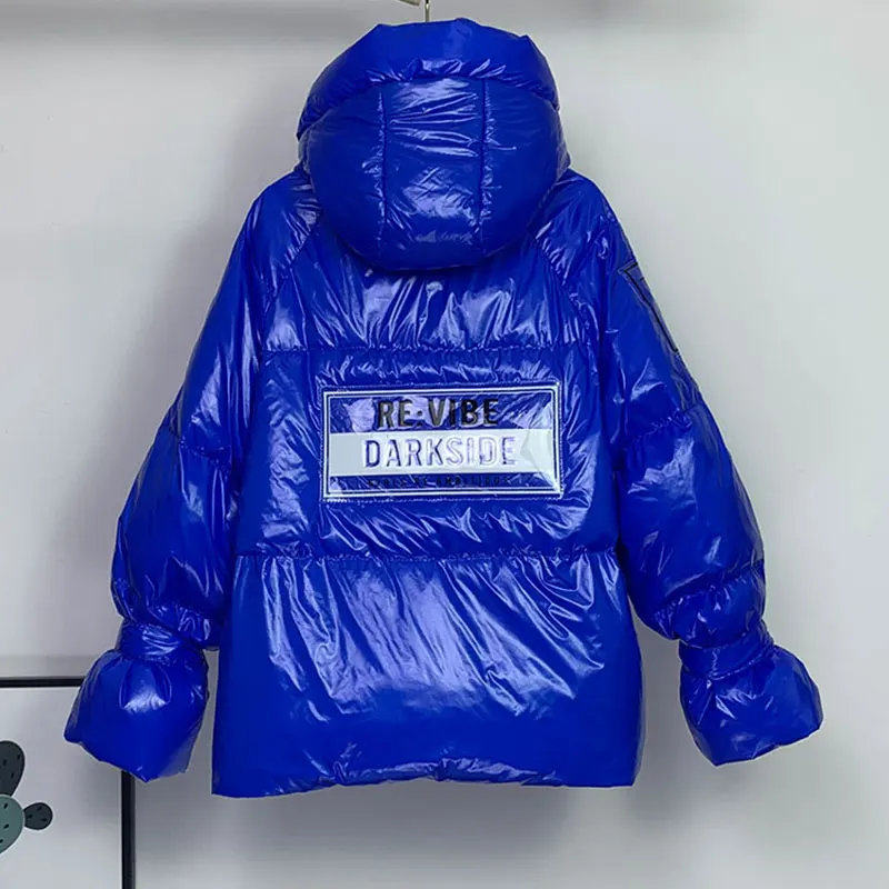

2020 New Fashion Down Coat Thick Winter Glossy Women Hooded Parka Quality White Duck Down Jacket Female Loose Outerwear Warm D25