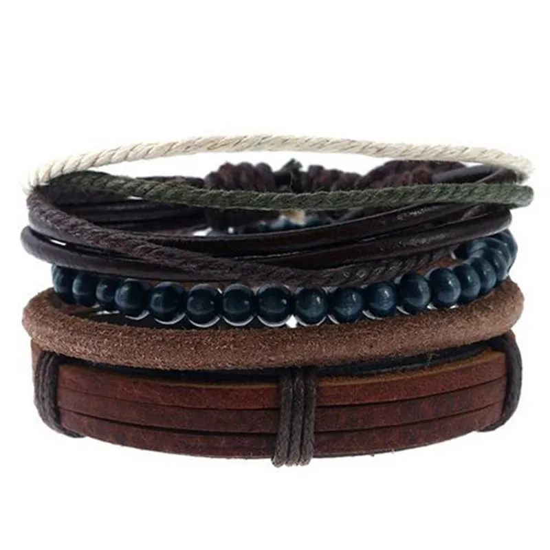 4 шт./компл. Модный Стильный винтажный женский мужской браслет ручной работы с