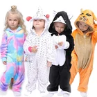 Кигуруми, Комбинезоны для детей, пижамы, зимние пижамы с животными, единорогом, детские комбинезоны, детский косплей, панда, одежда для сна для девочек и мальчиков, костюмы