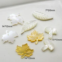 natural mother of pearl yellow shell maple leaf pendant jewelry making diy necklace hair clip earrings jewelry accessories