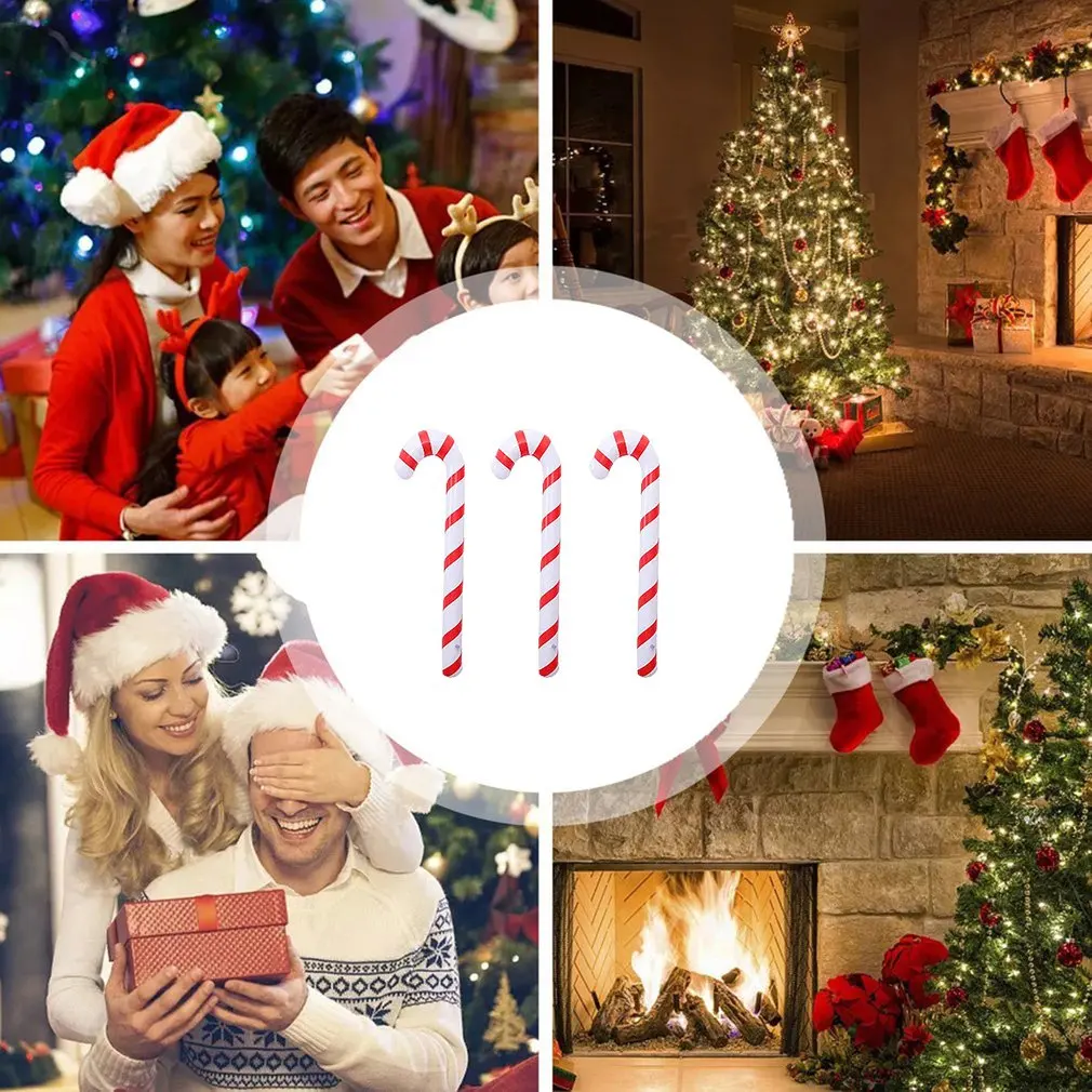 1 Set 6Pcs Christmas Tree Pendants Candy Cane Decors Photo Props (Red White) | Дом и сад