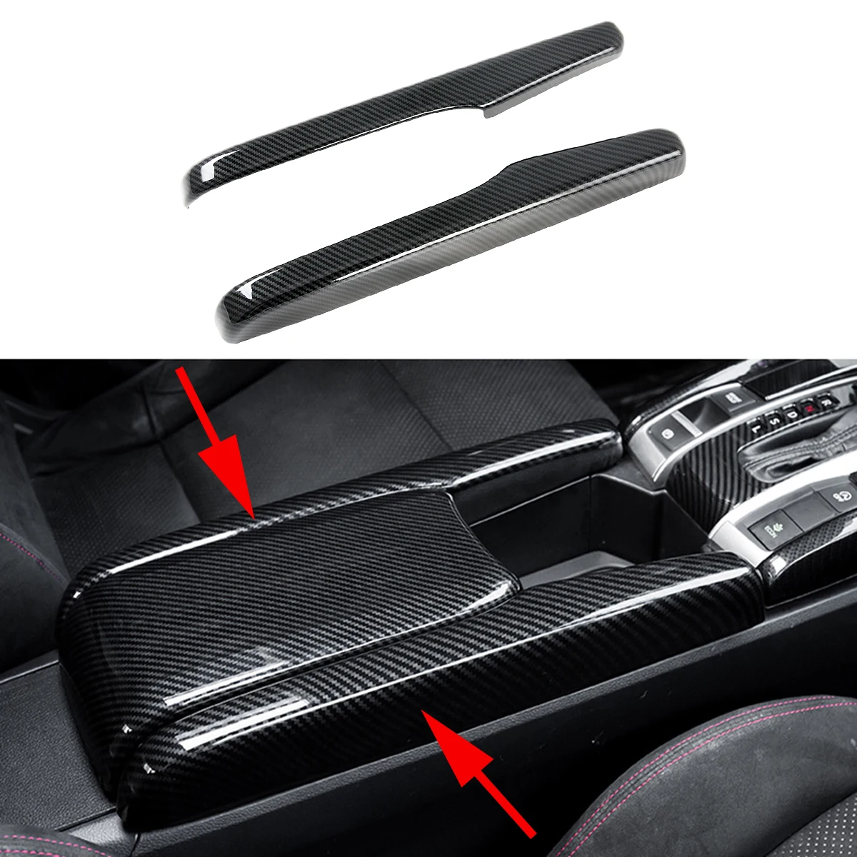 

Подлокотник для салона автомобиля из углеродного волокна, накладка в полоску, декоративный чехол, отделка, подходит для Honda Civic 2020 2021, аксесс...