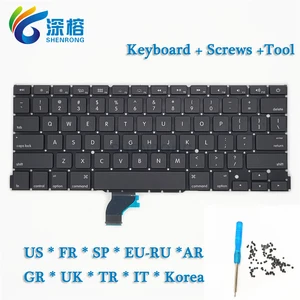 A1502 Keyboard+Screws+Too l  For Macbook Pro Retina 13  A1502 US UK France Spain GR RU Italy Korea Keyboard 2013 2014 2015 Year