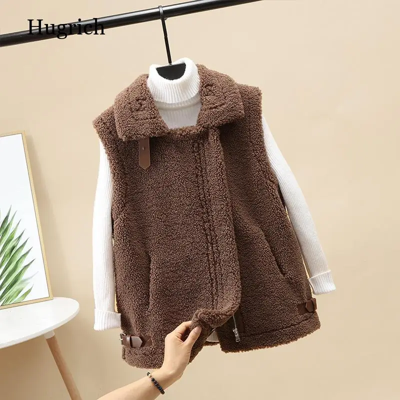 Women's faux fur vest winter jacket thick cotton coat warm jacket 2021