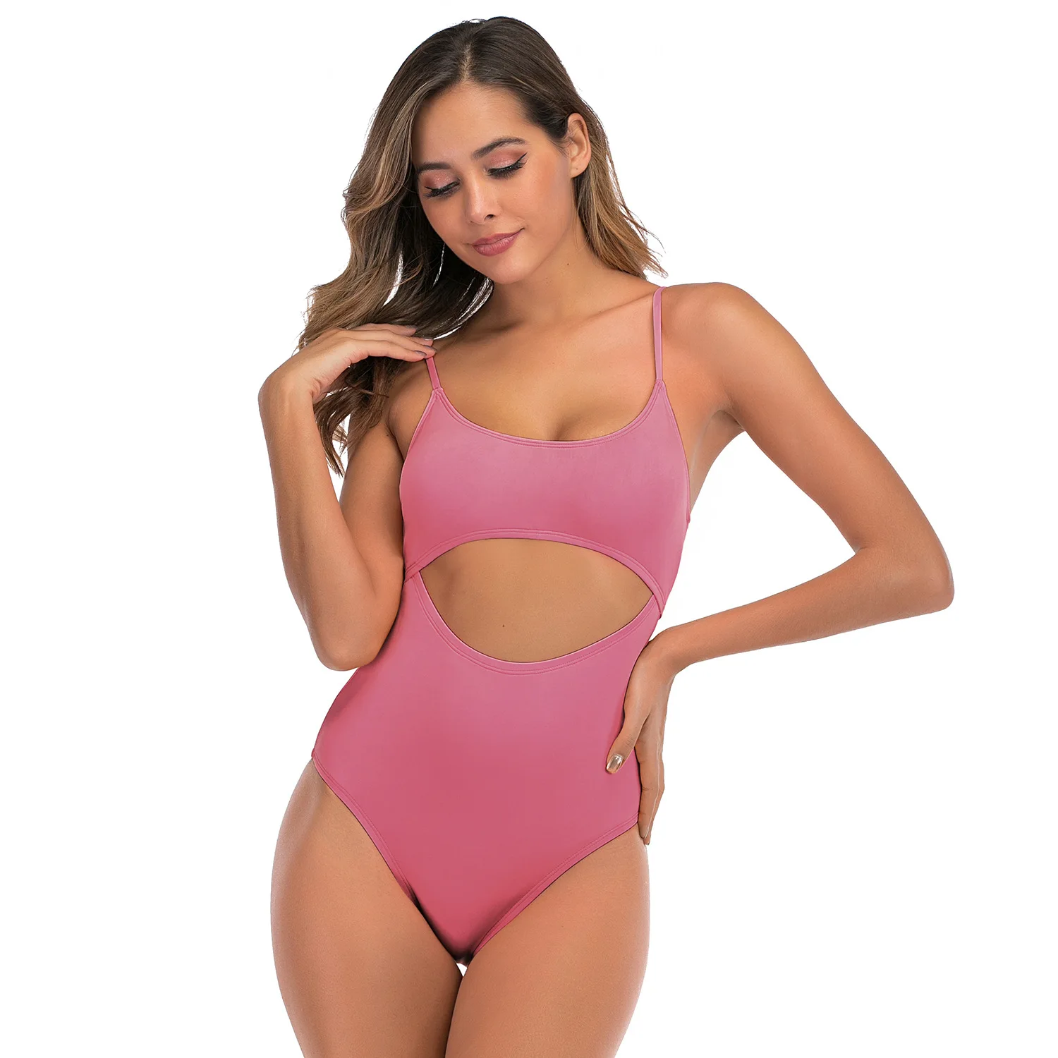 Женский слитный купальник из нейлоновой ткани красный розовый желтый с