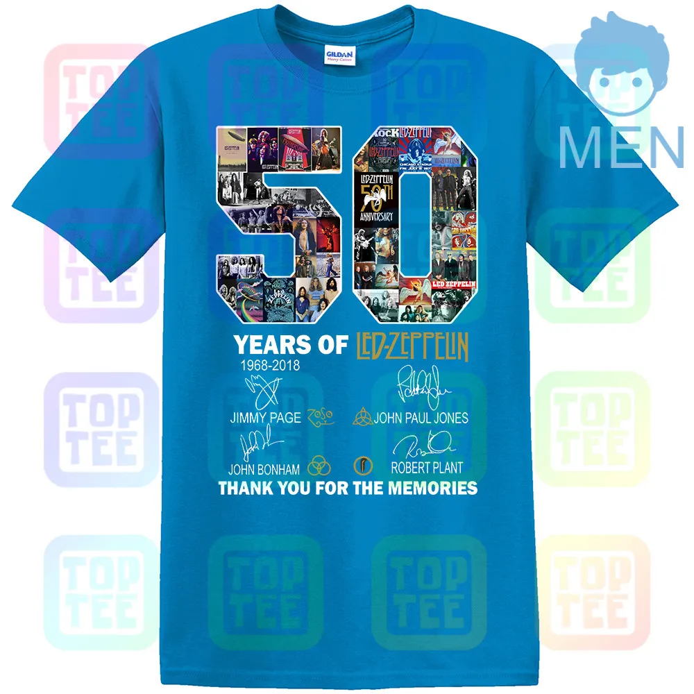 MEN-ROYAL BLUE 50 лет Led Zeppelin спасибо за воспоминания футболка унисекс Темно-синяя уличная одежда размер S-3Xl - Цвет: MEN-ROYAL BLUE