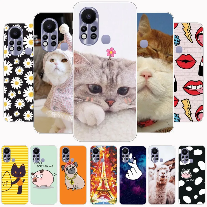 

For Infinix Hot 11S Case 6.78" Soft Silicone Cartoon Cat Cover For Infinix Hot 11S Phone Case for Infinix Hot11S Daisy Fundas