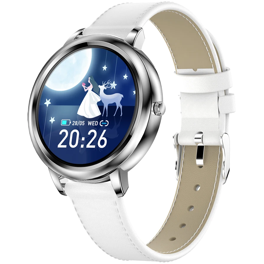 Women's stainless steel mesh belt belt waterproof smart watch heart rate meter pedometer blood pressure health bracelet Android