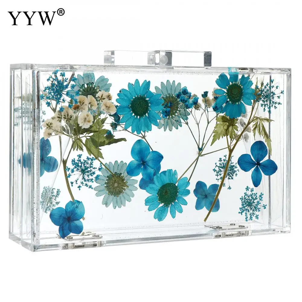 Women Luxury Evening Bags Wedding Party Pearl Flower Handbag Crossbody Clear Hard Box Clutch Transparent Chain Women Clutch Bag