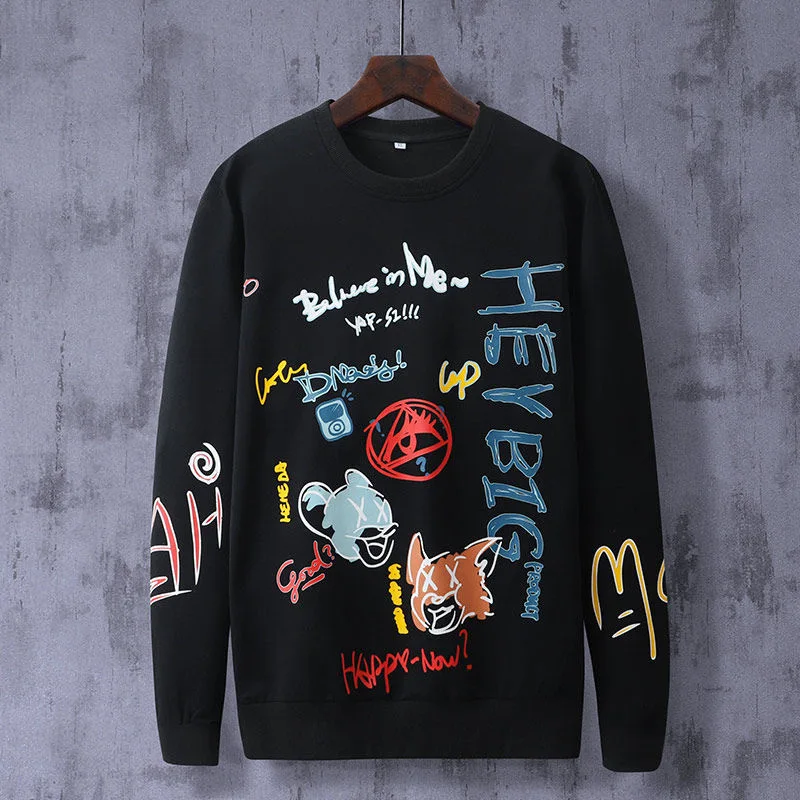 

Winter Men's Hoodie Printed Design Letters High Quality Pure Cotton Hoody Fashion Casual Pullover Hip Hop Production