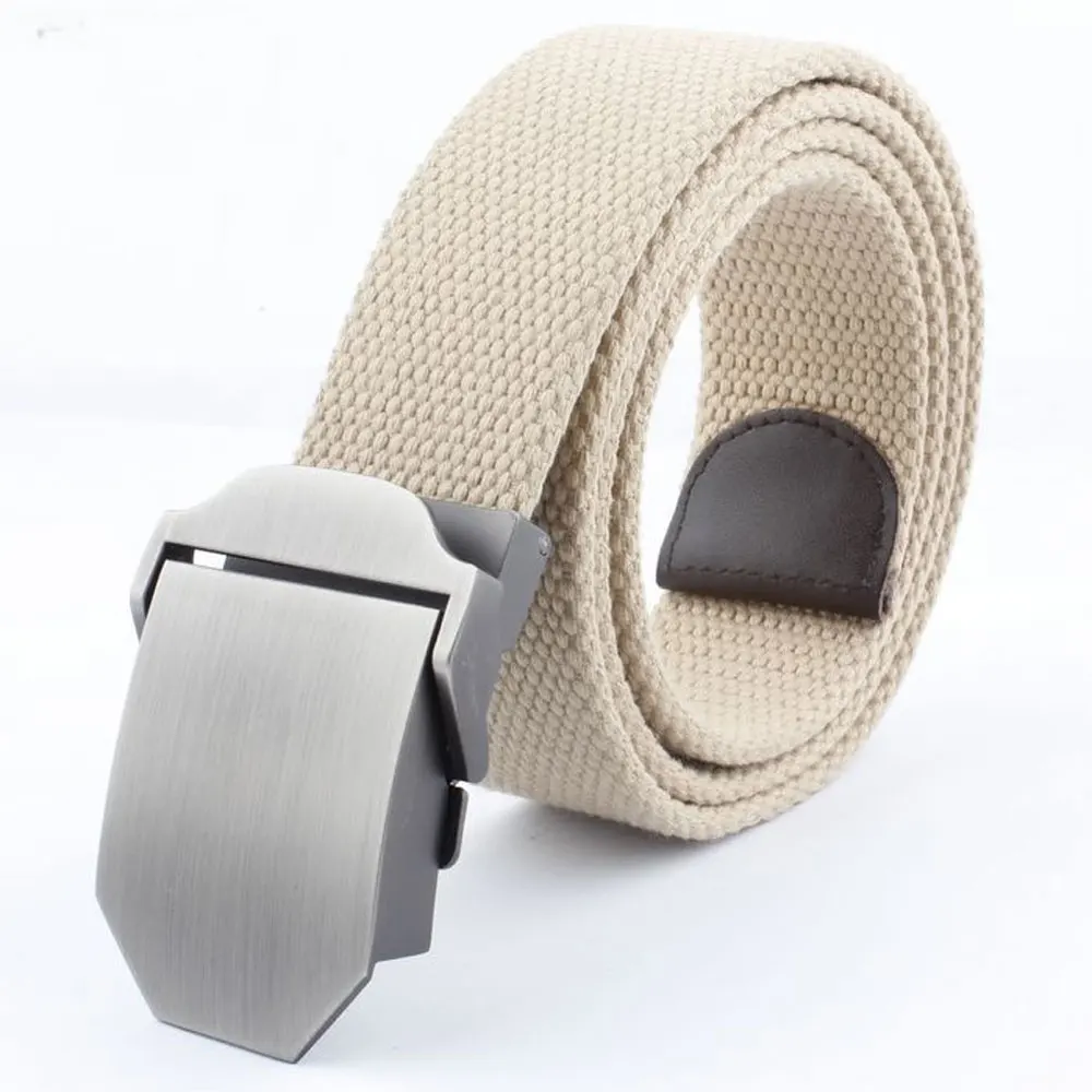 Khaki Plain-buckle Популярные ремни 110 см 140 см военный холщовый ремень для мужчин и женщин ремни с пряжкой США роскошный спортивный джинсовый ремень на каждый день Cintos - Цвет: Khaki Plain-buckle