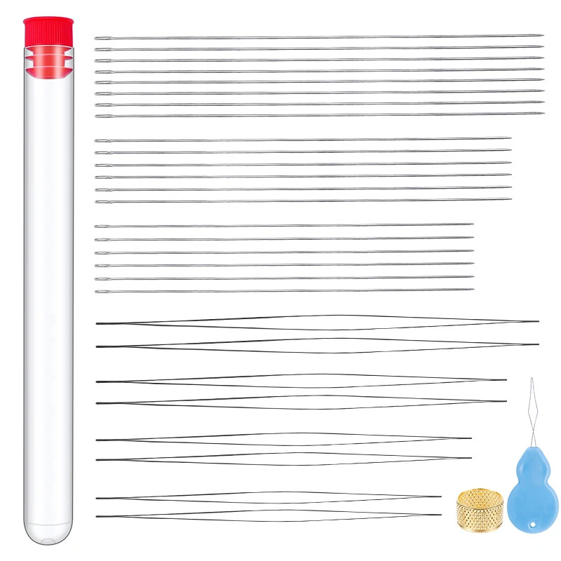 

LMDZ 30pcs Beaded Needle Embroidery Beading Needle Thread Long Straight Needles DIY Jewelry Tools Necklace Making Supplies